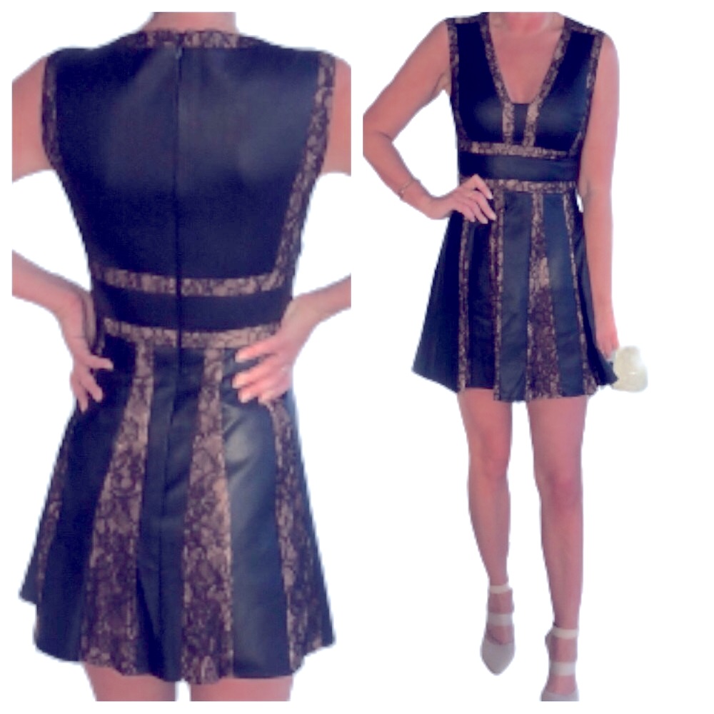 BCBGMaxAzria | Dresses | Bcbg Max Azria Black Cream Lace Fauxvegan Leather Dress Sleeveless Sz | Poshmark BCBGMaxAzria | Dresses | Bcbg Max Azria Black Cream Lace Fauxvegan Leather Dress Sleeveless Sz | Poshmark